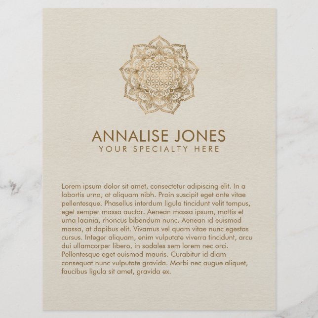 Flower of Life in Lotus - pastel golds and canvas Flyer (Front)