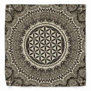 Flower of life in mandala on canvas bandana