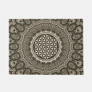 Flower of life in  mandala on canvas doormat