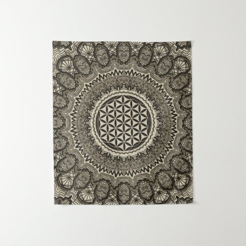 Flower of life in  mandala on canvas tapestry
