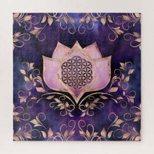 Flower of life in pink lotus ornament jigsaw puzzle