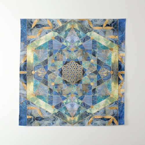 Flower of Life in Sacred Geometry Marble Ornament Tapestry