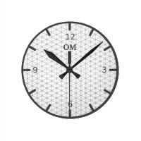 Flower of Life in Silver Grey and White Round Clock