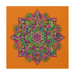 Flower Of Life - Indian Mandala 1 Wood Wall Art