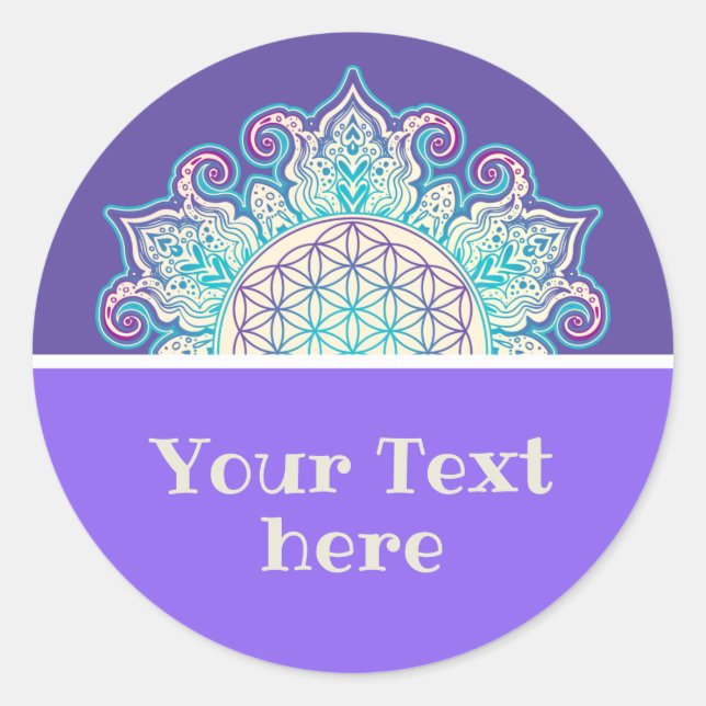 Flower Of Life - Indian Mandala 2 Classic Round Sticker (Front)