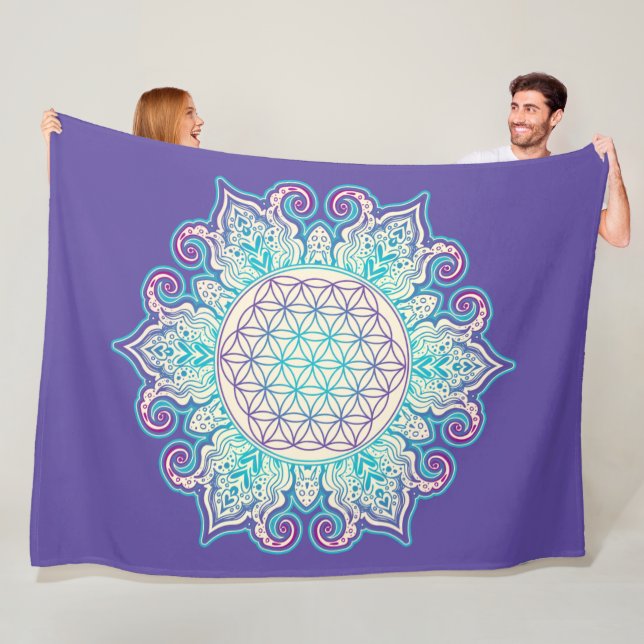 Flower Of Life - Indian Mandala 2 Fleece Blanket (In Situ)