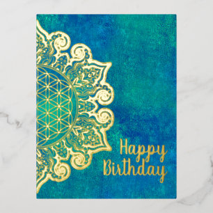 Flower Of Life - Indian Mandala 2 Foil Holiday Postcard