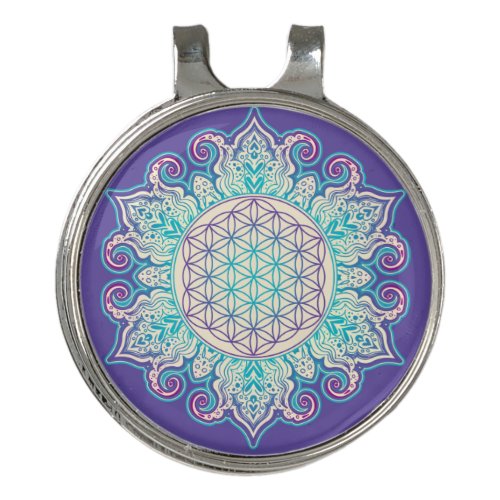 Flower Of Life _ Indian Mandala 2 Golf Hat Clip