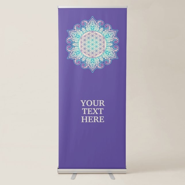 Flower Of Life - Indian Mandala 2 Retractable Banner (Front)