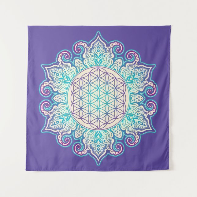 Flower Of Life - Indian Mandala 2 Tapestry (Front)