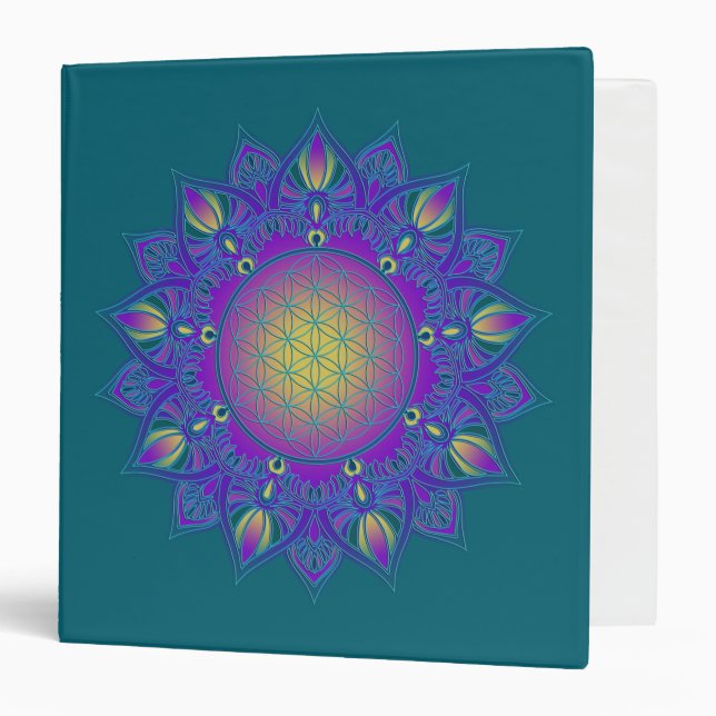 Flower Of Life - Indian Mandala 3 3 Ring Binder (Front/Inside)