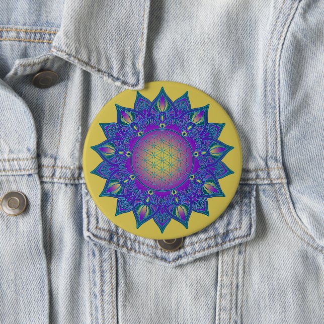 Flower Of Life - Indian Mandala 3 Button (In Situ)