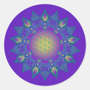 Flower Of Life - Indian Mandala 3 Classic Round Sticker
