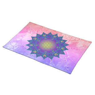 Flower Of Life - Indian Mandala 3 Cloth Placemat