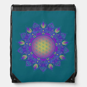 Flower Of Life - Indian Mandala 3 Drawstring Bag