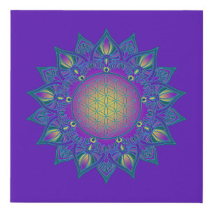 Flower Of Life - Indian Mandala 3 Faux Canvas Print