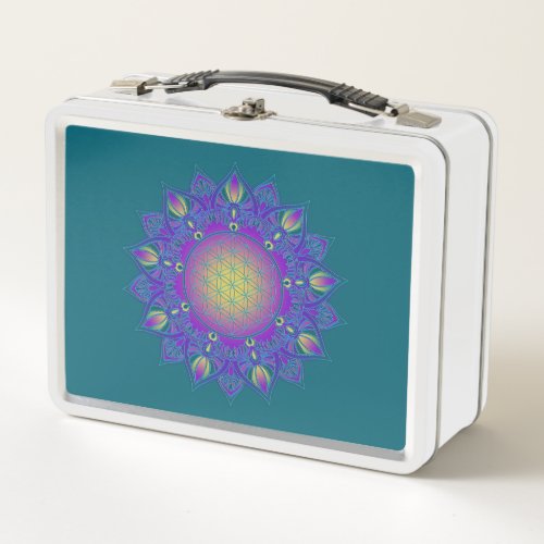Flower Of Life _ Indian Mandala 3 Metal Lunch Box
