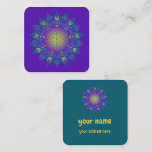 Flower Of Life - Indian Mandala 3 Square Business Card