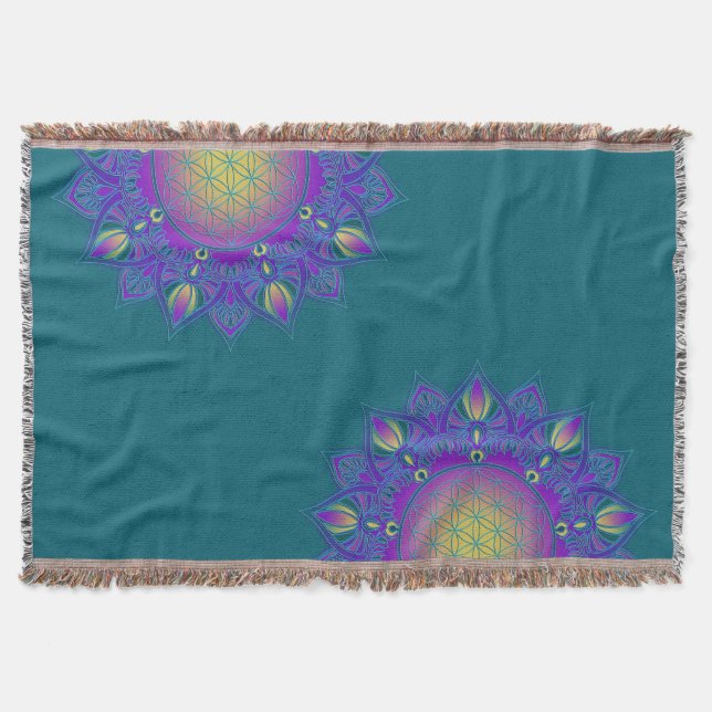 Flower Of Life - Indian Mandala 3 Throw Blanket (Front)