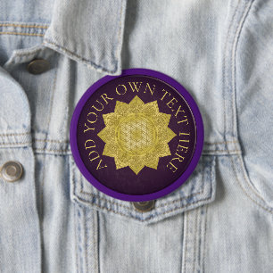 Flower Of Life - Indian Mandala 4 Button