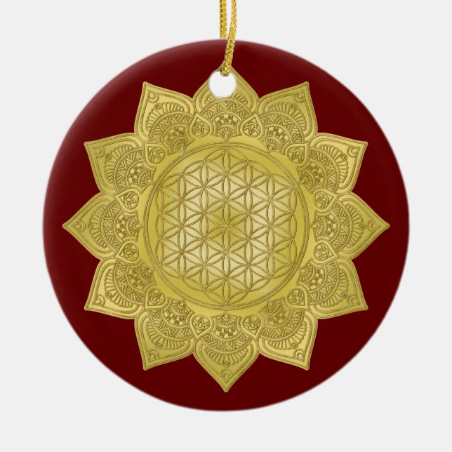 Flower Of Life - Indian Mandala 4 Ceramic Ornament (Front)