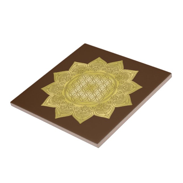 Flower Of Life - Indian Mandala 4 Ceramic Tile (Side)