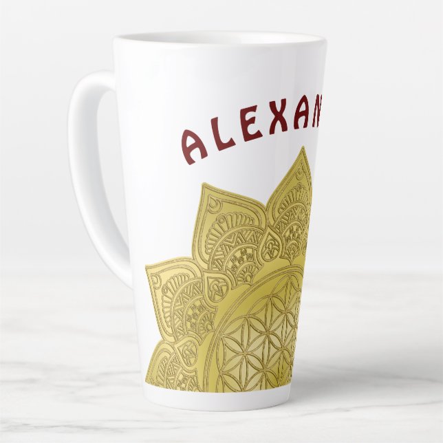 Flower Of Life - Indian Mandala 4 Latte Mug (Left Angle)