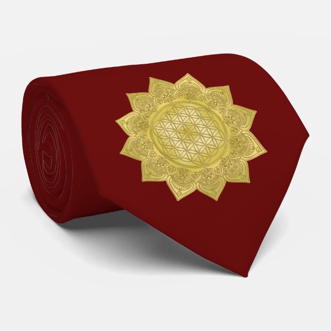 Flower Of Life - Indian Mandala 4 Neck Tie (Rolled)
