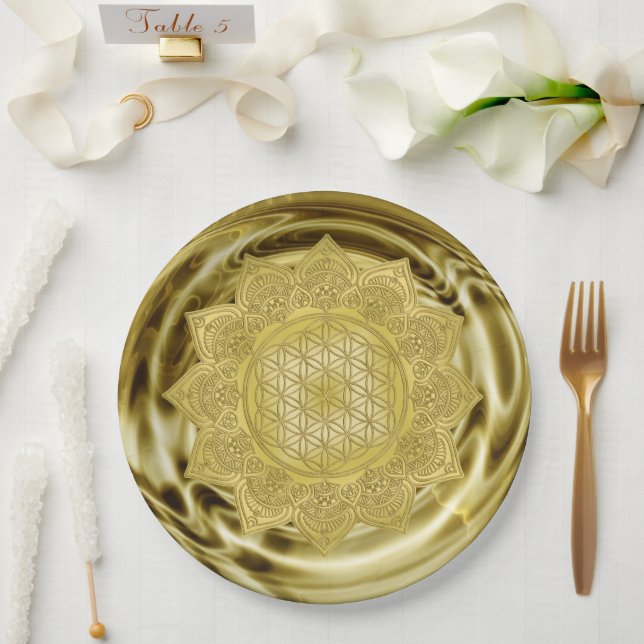 Flower Of Life - Indian Mandala 4 Paper Plates (Wedding)