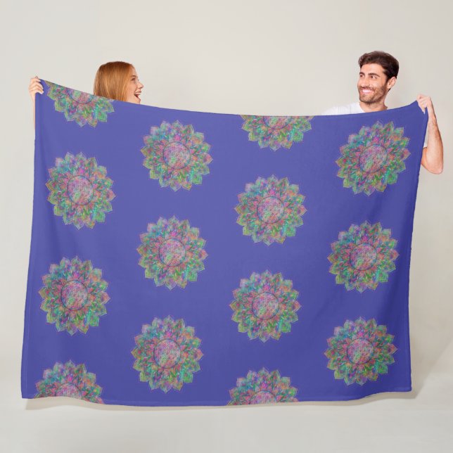 Flower Of Life - Indian Mandala 7c Fleece Blanket (In Situ)