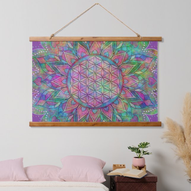Flower Of Life - Indian Mandala 7c Hanging Tapestry (Bedroom)