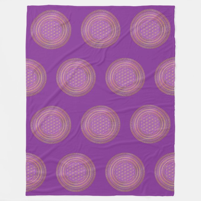 Flower Of Life - Indigenous Mandala 4 Fleece Blanket (Front)