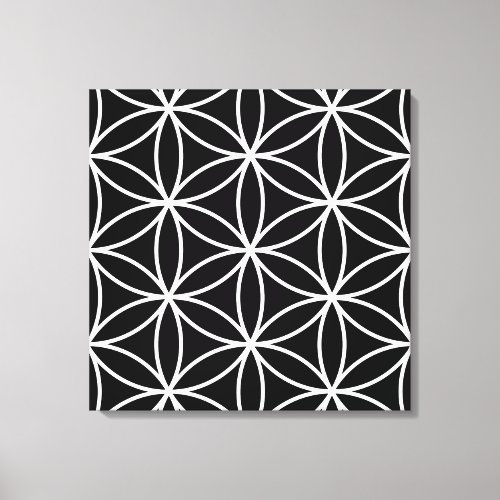 Flower of Life Large Ptn White on Black Canvas Print