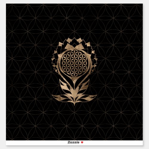 Flower of Life Lotus _ Black and Gold Sticker