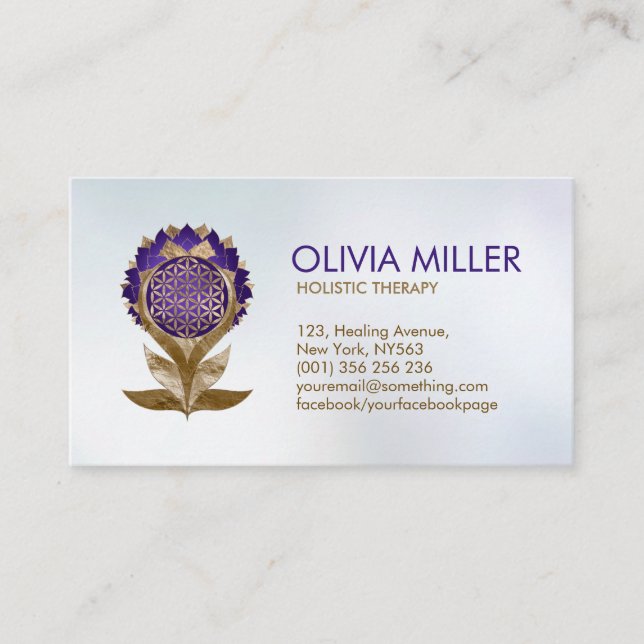 Flower of Life  - Lotus Flower Ornament Business Card (Front)