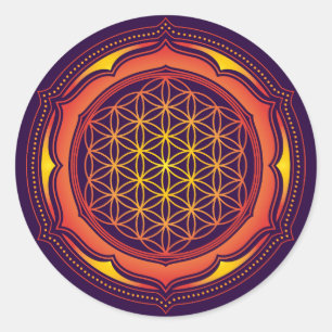 Flower of life, Lotus, Sacred Geometry, Buddhism Classic Round Sticker
