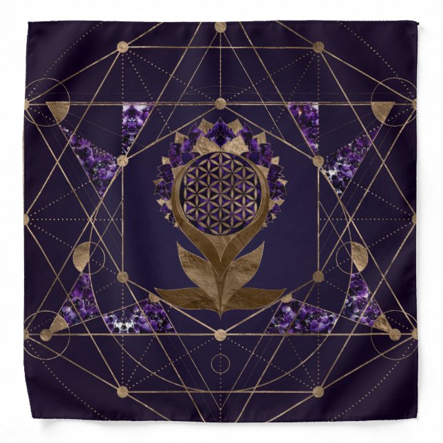 Flower of Life Lotus - Sacred Geometry Ornament Bandana (Front)