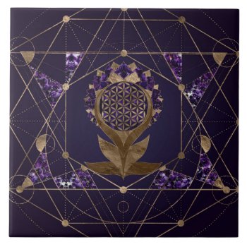 Flower Of Life Lotus - Sacred Geometry Ornament Ceramic Tile by LoveMalinois at Zazzle
