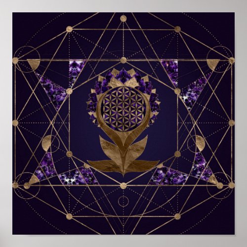 Flower of Life Lotus _ Sacred Geometry Ornament Poster