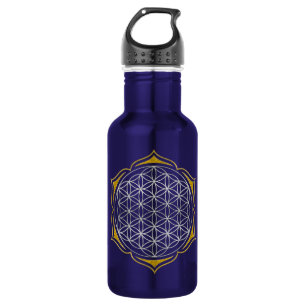 Flower Of Life - Lotus silver gold Water Bottle