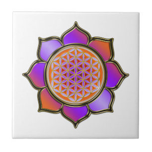 FLOWER OF LIFE - LOTUS violet Ceramic Tile