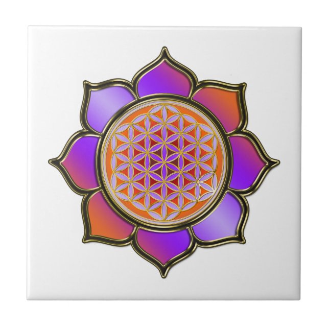 FLOWER OF LIFE - LOTUS violet Ceramic Tile (Front)
