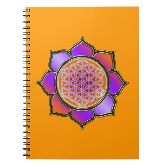 FLOWER OF LIFE - LOTUS violet orange Notebook (Front)