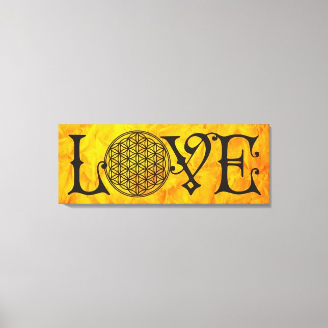 Flower Of Life - LOVE lettering tattoo black Canvas Print (Front)