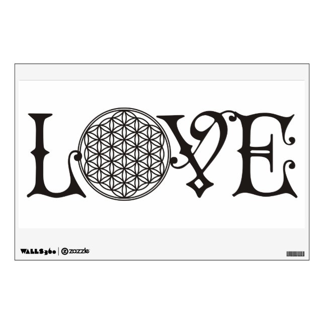 Flower Of Life - LOVE lettering tattoo black Wall Sticker (Front)