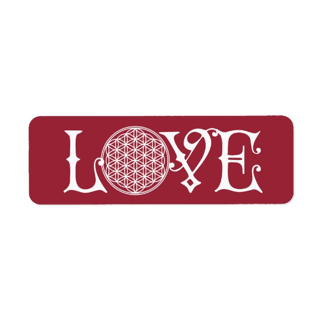 Flower Of Life - LOVE lettering tattoo white Label (Front)