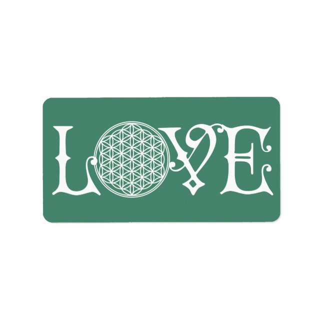 Flower Of Life - LOVE lettering tattoo white Label (Front)