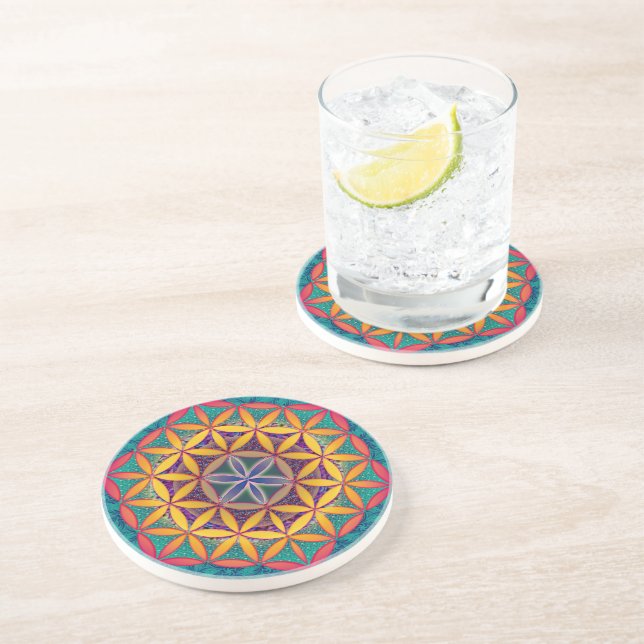 Flower of Life Mandala Drink Coaster (Side)