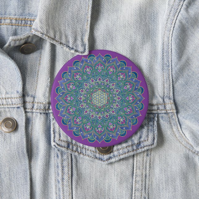 Flower Of Life - Mandala India Style 1 Button (In Situ)