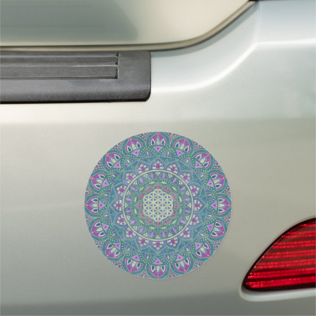 Flower Of Life - Mandala India Style 1 Car Magnet (In Situ)
